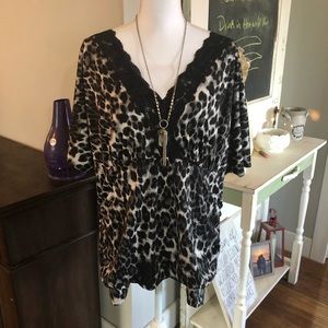 Leopard Print Plus Size Women’s Blouse